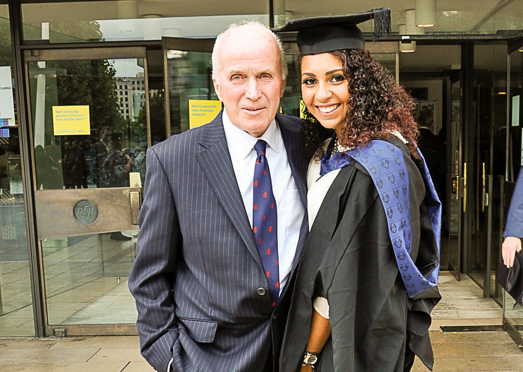 Ieashia with grandad at graduation